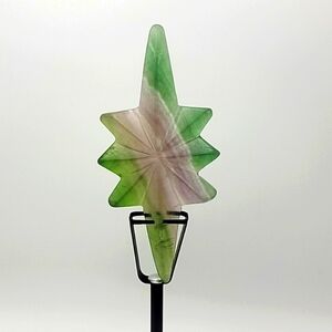 Dynamic Rainbow Fluorite Starburst Natural Gemstone Sculpture Black Stand 146g